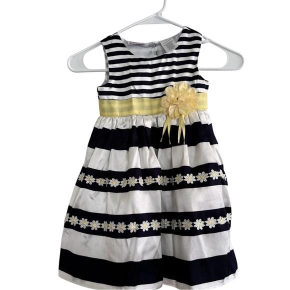 Blueberi Boulevard Dress Striped Flower Sleeveless Lined Size 4T - Picture 1 of 6